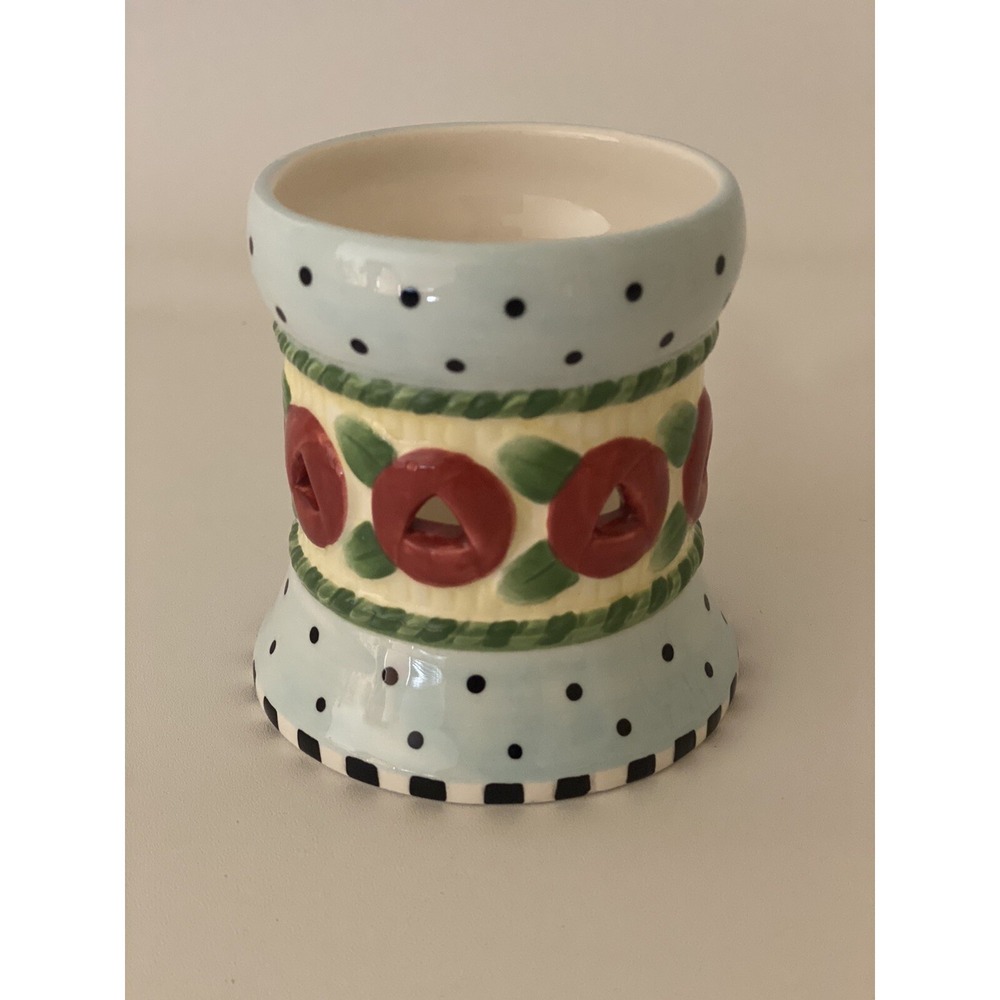 Mary Engelbreit "Mary Chairies" Blue, Cherry Votive Candle Holder 2001 With Box
